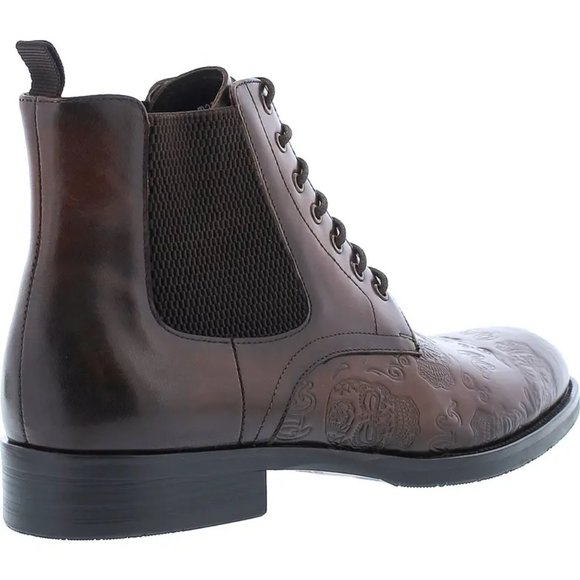 Robert Graham Hyperspace Skull Embossed Lace-Up Leather Boot in Brown